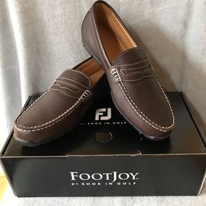 Men’s new FootJoy brown leather driving moccasins loafers 9.5 wide